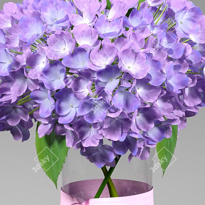 Elegant Hortensia Vase Arrangement 3D model image 2