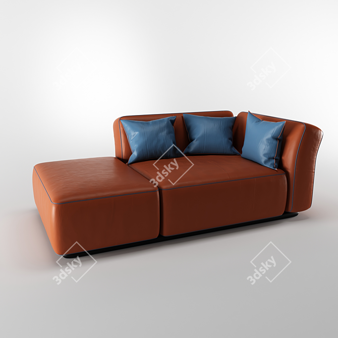 Title: Luxury Leather Day Bed 3D model image 1