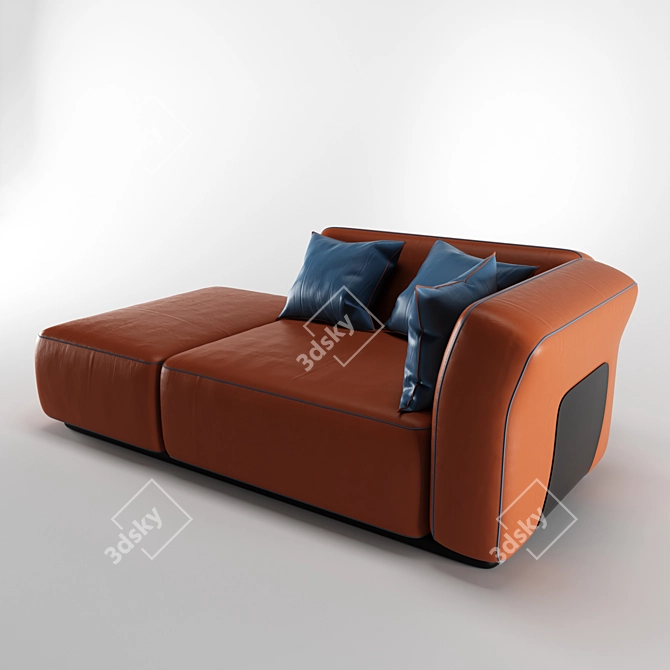 Title: Luxury Leather Day Bed 3D model image 2
