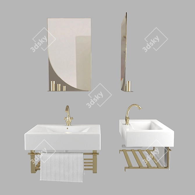 Modern Rectangular Wash Basin 3D model image 1