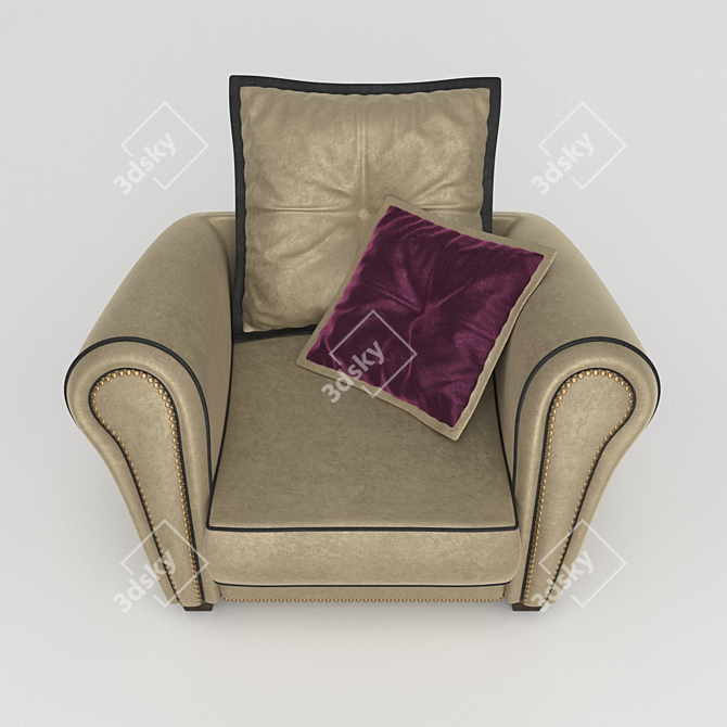 Cozy Cushioned Armchair 3D model image 1