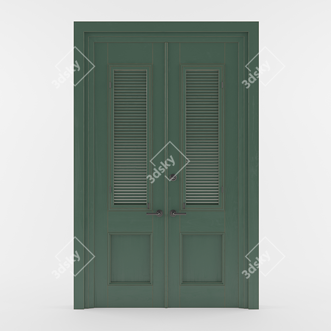 Elegant Louvre Doors 3D model image 1