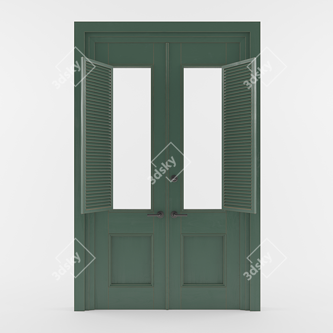 Elegant Louvre Doors 3D model image 2