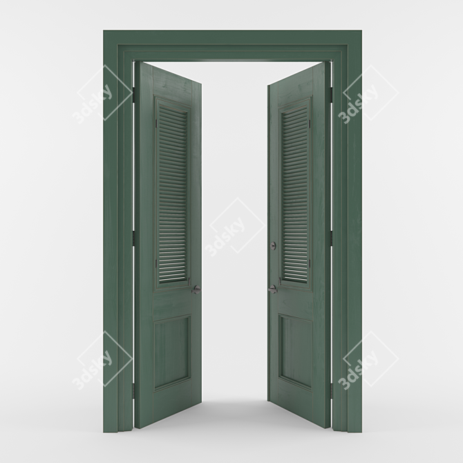 Elegant Louvre Doors 3D model image 3