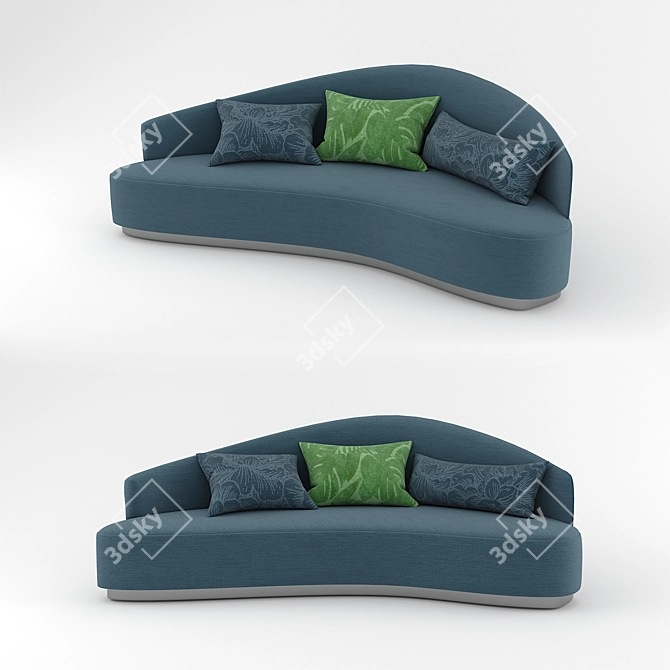 Elegant Custom Curved Sofa 3D model image 1