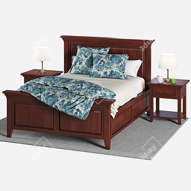 Modern Classic Bed with Storage 3D model image 2