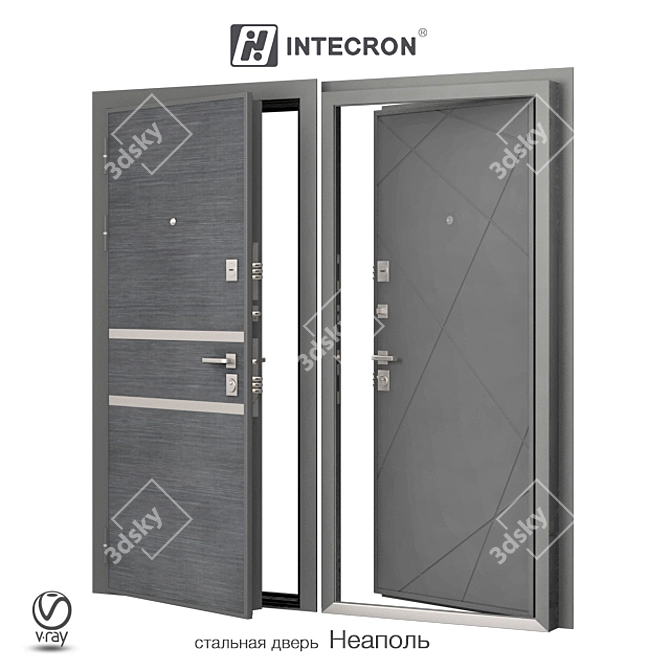  "Sleek Steel" Entry Door 3D model image 1