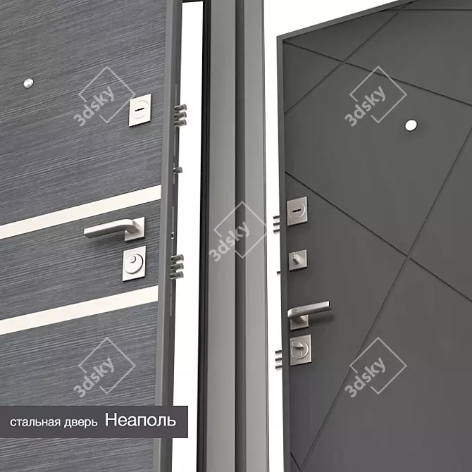  "Sleek Steel" Entry Door 3D model image 2