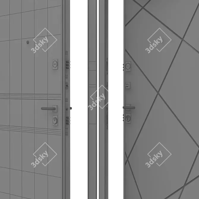  "Sleek Steel" Entry Door 3D model image 3