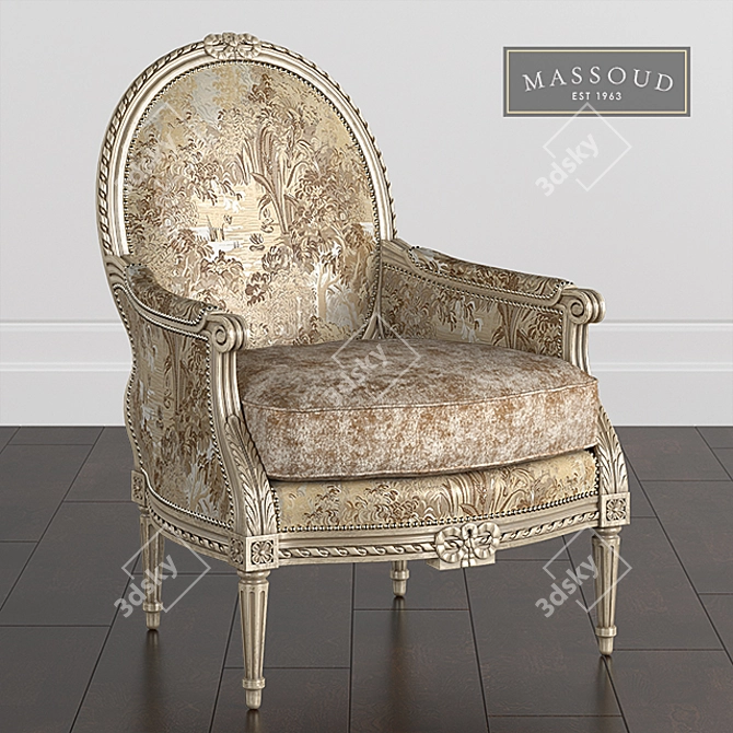 Handcrafted Massoud Tea Garden Chair: Red Wood, Luxurious Upholstery 3D model image 1