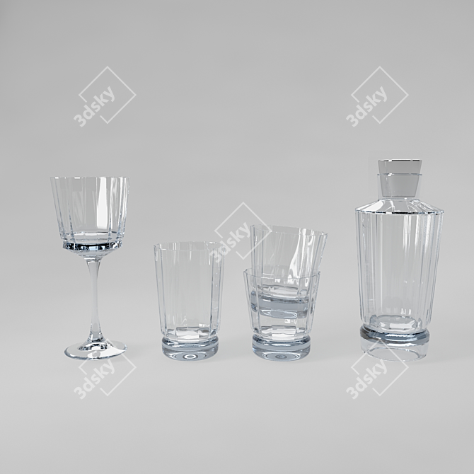 Elegant Macassar Glass Collection 3D model image 1