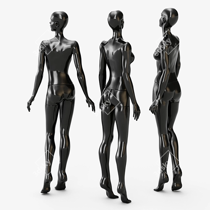 Glossy Detachable Women's Mannequin 3D model image 3