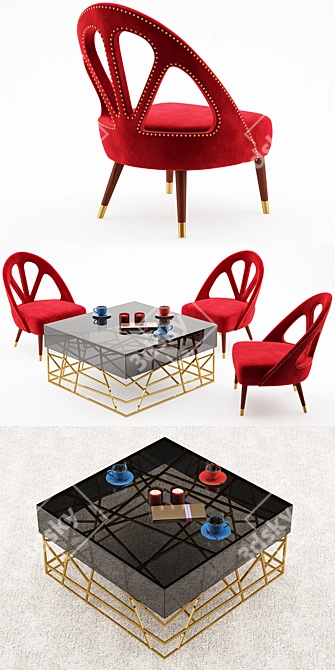 Elevated Elegance: Scarlet Armchair & Kenzo Center Table 3D model image 2