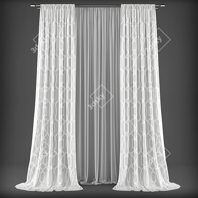 Elegant Drapes and Sheers 3D model image 1