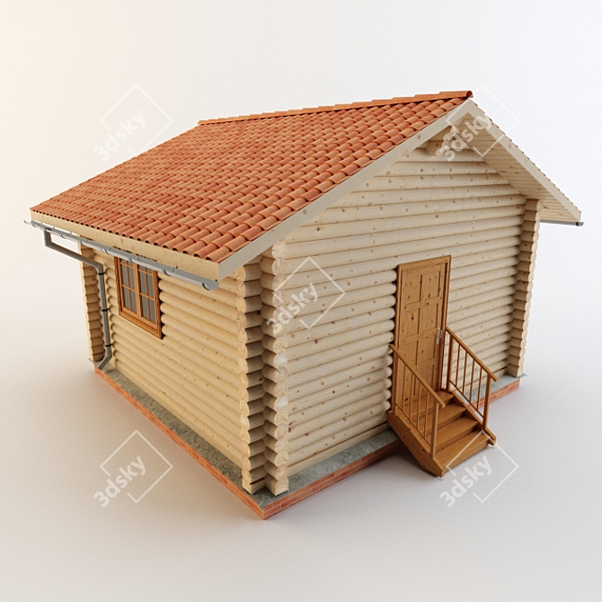 Rustic Log Cabin 3D Max 3D model image 1