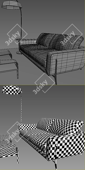 Modern Allusion 3-Seat Sofa 3D model image 3