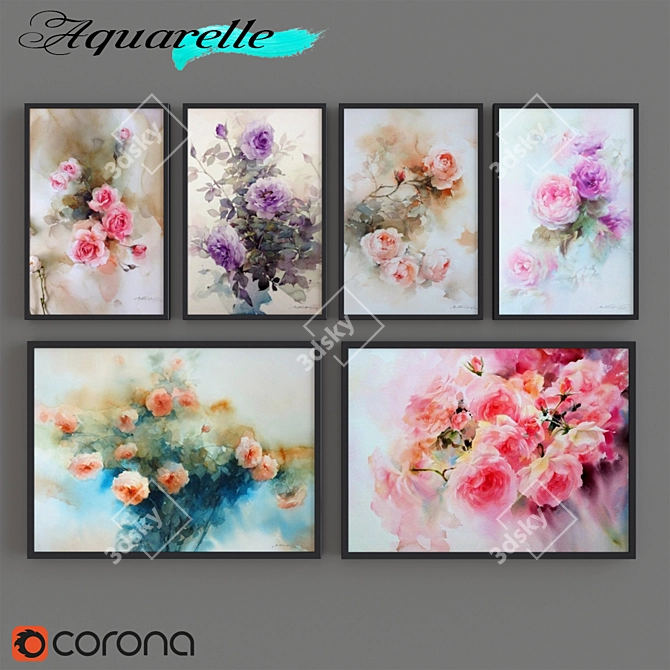 Aquarelle Set 36: 14 Artworks 3D model image 2