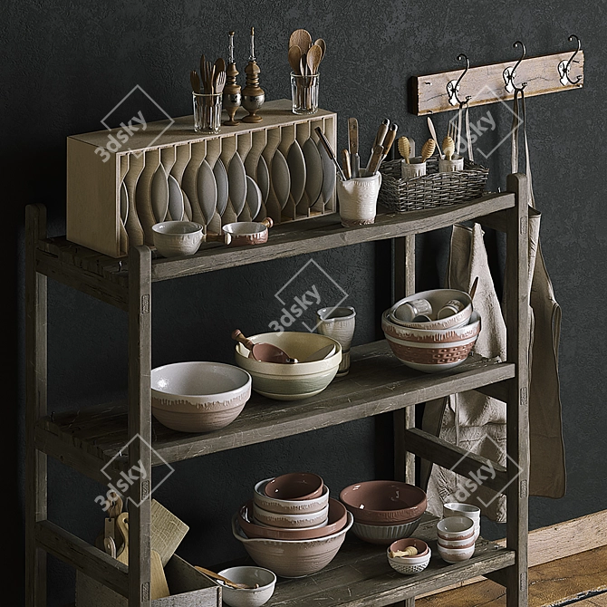 Crafted Pottery Rack 3D model image 2