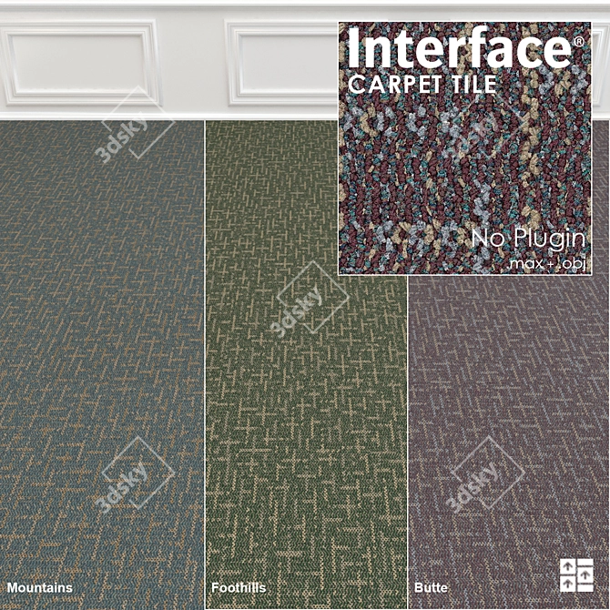 Wind II Textured Carpet Tile - 3 Colors 3D model image 1