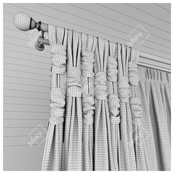 Elegant Pair of Decorative Curtains 3D model image 3