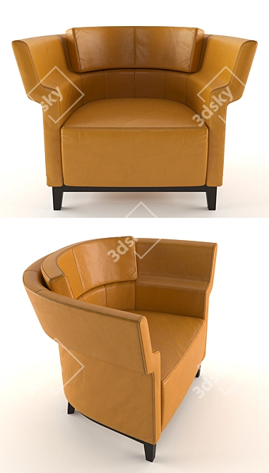 Title: Hemingway Turbosmooth Armchair 3D model image 2