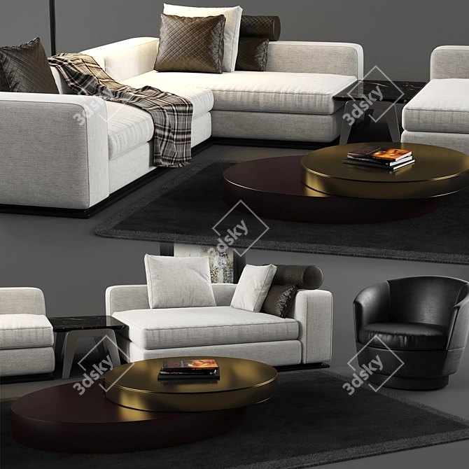 Luxury Minotti Set: Leonard Sofa, Jacques Armchair, Kirk Table 3D model image 2