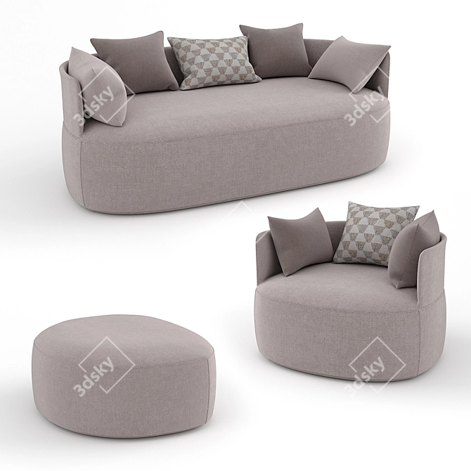 Plush Comfort: Fat Sofa & Armchair 3D model image 1