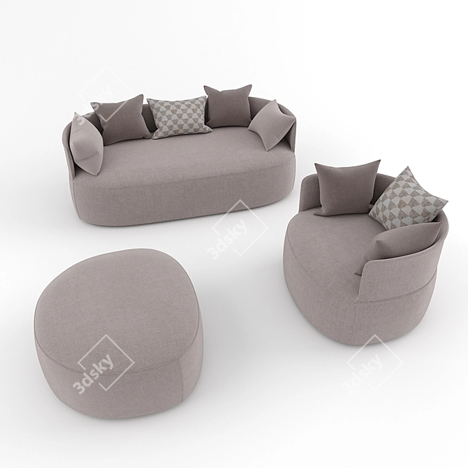 Plush Comfort: Fat Sofa & Armchair 3D model image 2