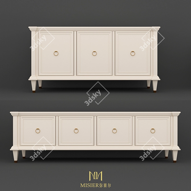 Elegant Ivory TV Stand & Buffet: Misier Collection 3D model image 1