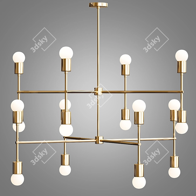 Vintage Brass Chandelier- Park Studio 3D model image 1