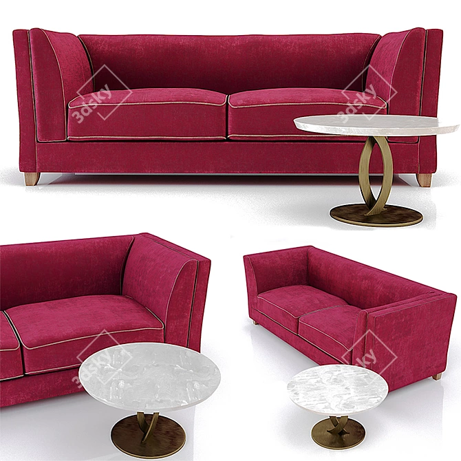 Modern Velvet Sofa Set 3D model image 1