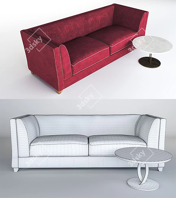 Modern Velvet Sofa Set 3D model image 2