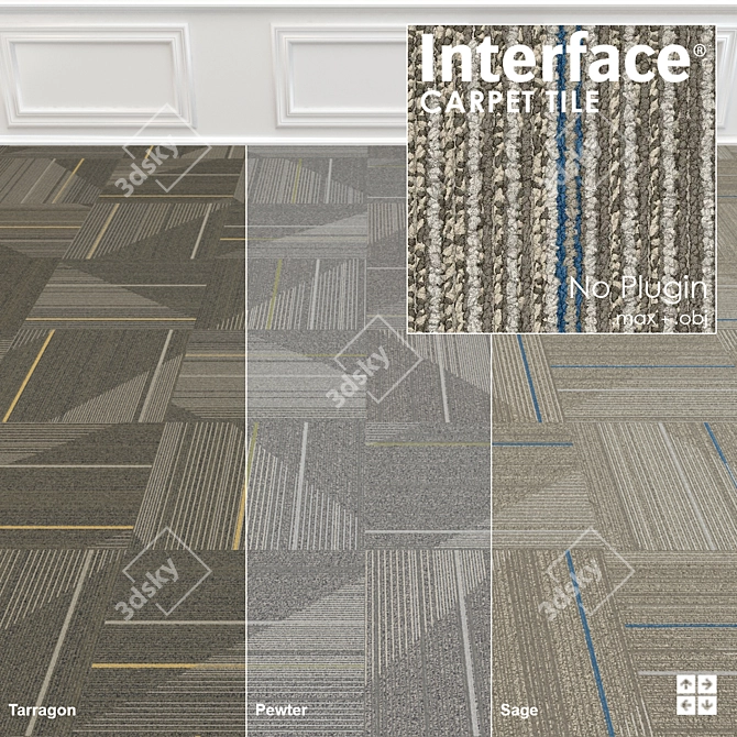 Detours Texture Carpet Tile 3D model image 1