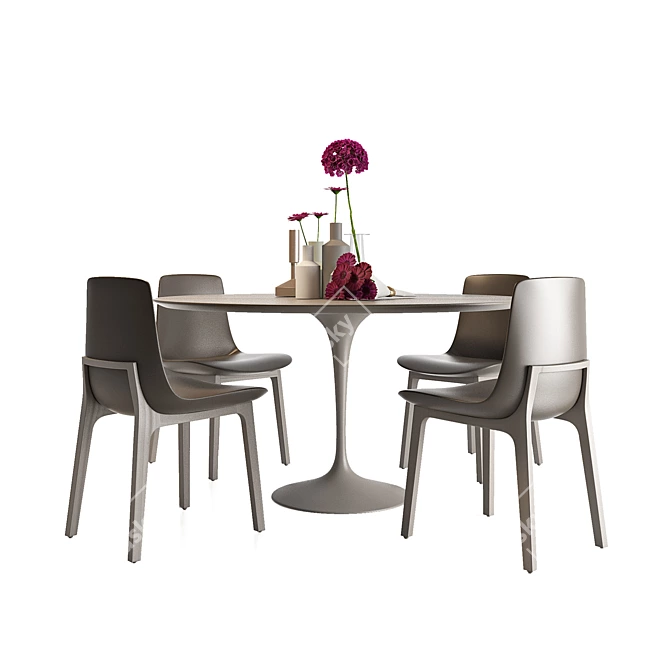 Poliform-inspired Dining Set: Table & Chair 3D model image 1