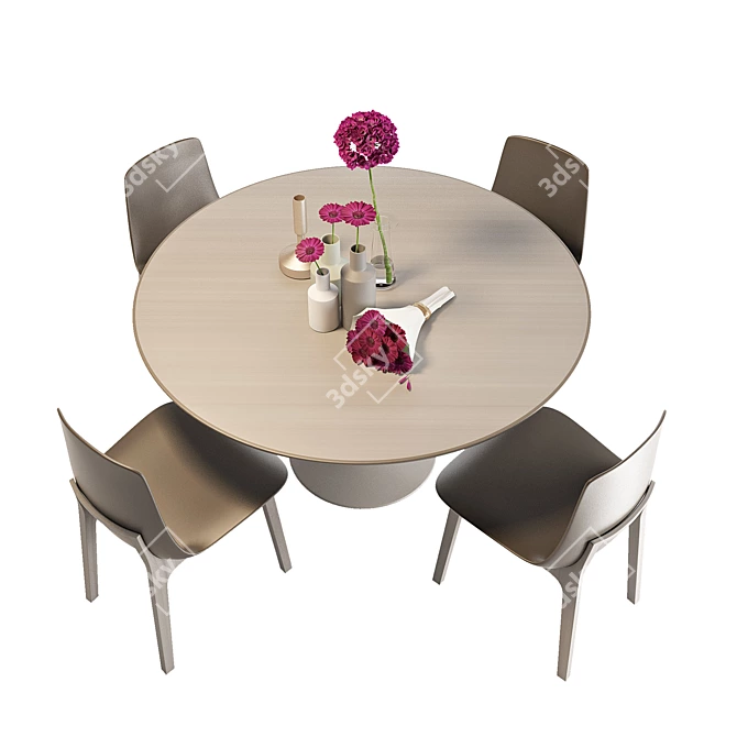 Poliform-inspired Dining Set: Table & Chair 3D model image 2