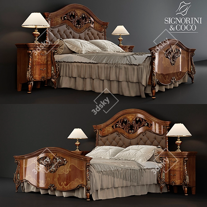 Luxury Italian Bedroom Set by Signorini & Coco 3D model image 1