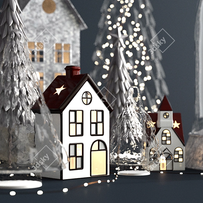 Title: Festive Galvanized Christmas Decor Set 3D model image 2