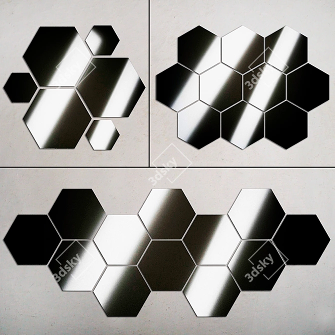 Geometric Silhouette Wall Mirror 3D model image 1