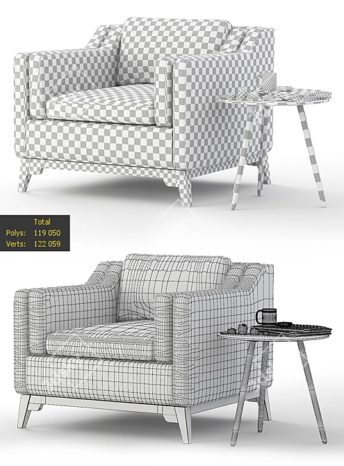 Worthington Armchair: Timeless Elegance & Comfort 3D model image 3