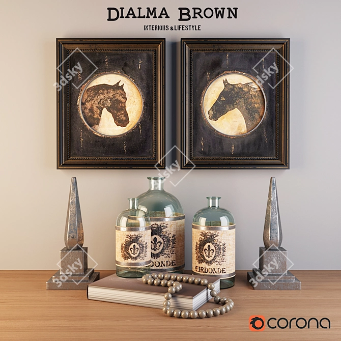 Dialma Brown Decor Set: Timeless Elegance 3D model image 1