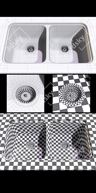 Kohler K-3171 Dual Bowl Sink 3D model image 2