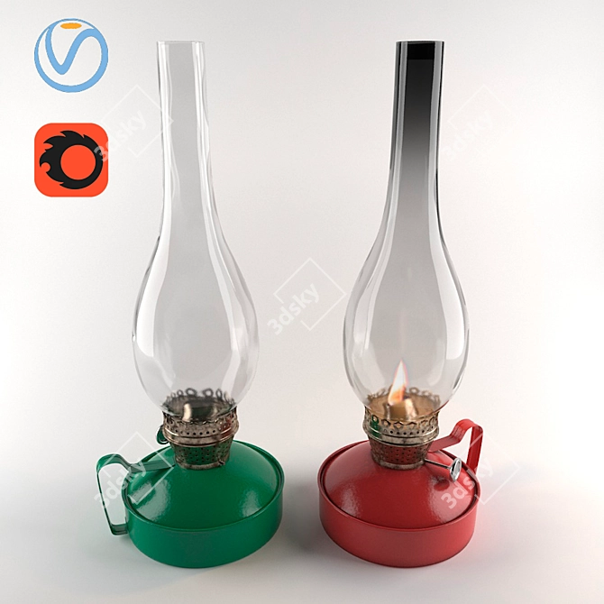 Vintage Kerosene Lamp - Authentic Illumination 3D model image 1