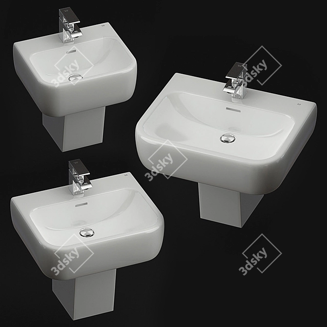 Modern Wall-Mounted Washbasin | RAK Metropolitan 3D model image 1