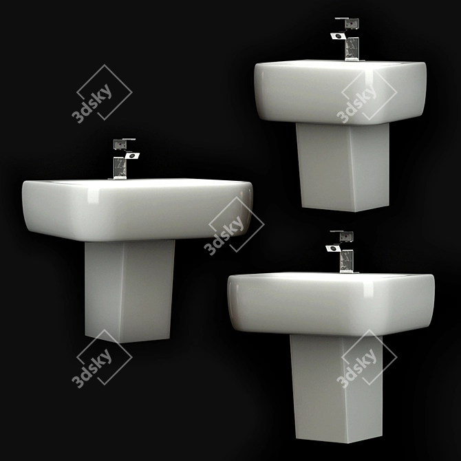 Modern Wall-Mounted Washbasin | RAK Metropolitan 3D model image 2