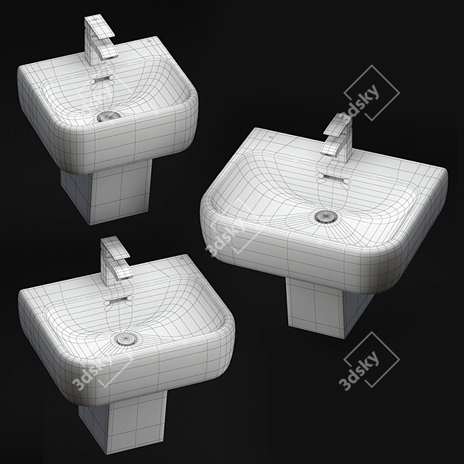 Modern Wall-Mounted Washbasin | RAK Metropolitan 3D model image 3