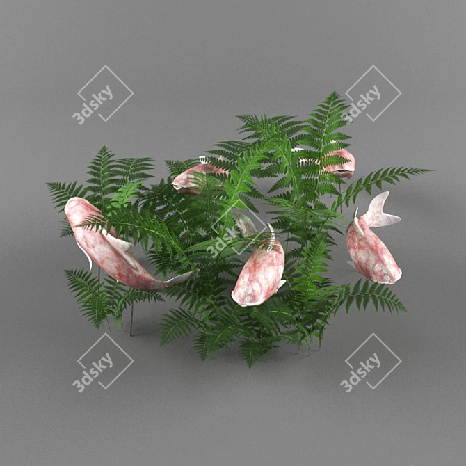 Marble Koi Fish Sculptures 3D model image 1