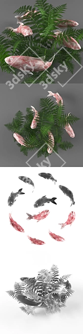 Marble Koi Fish Sculptures 3D model image 2
