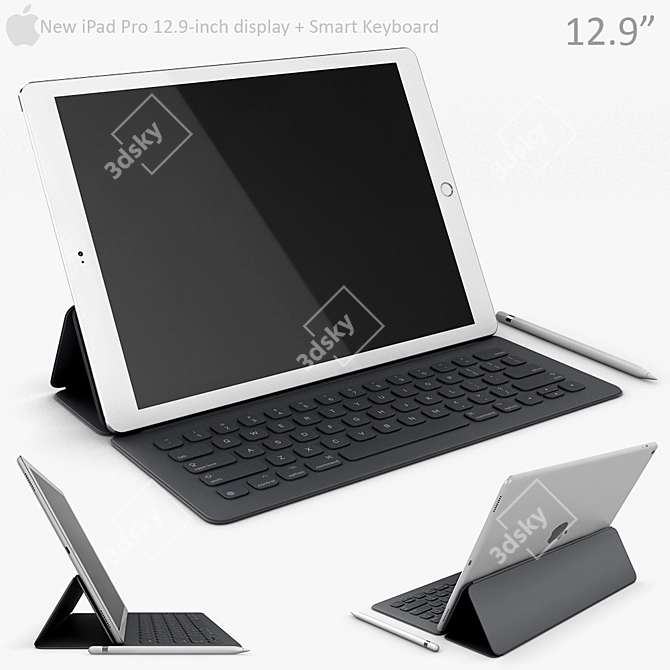 Powerful Apple iPad Pro 12.9" with Smart Keyboard 3D model image 1