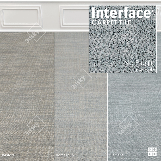 Contemplation Carpet Tile: High-Res Textures, Versatile Configurations 3D model image 1