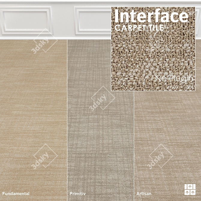 Contemplation Texture: 3-Color Carpet Tile 3D model image 1